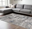 10' X 13' Grey Polypropylene And  Polyester Rug