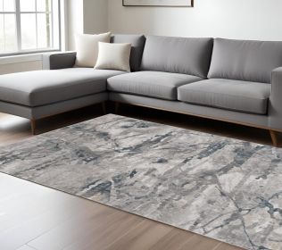 10' X 13' Grey Polypropylene And  Polyester Rug