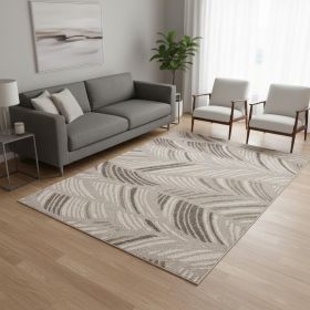 5' X 8' Grey Feather Brushstrokes Area Rug