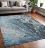 5' X 8' Silver Or Blue Abstract Brushstrokes Indoor Area Rug