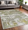 5' X 8' Ivory Or Gold Abstract Brushstrokes Indoor Area Rug