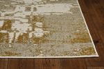 10' X 13' Ivory Gold Machine Woven Abstract Indoor Area Rug