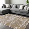 10' X 13' Ivory Gold Machine Woven Abstract Indoor Area Rug