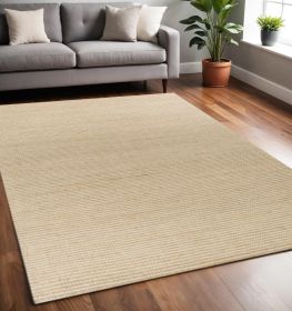 5' X 7' Ivory Hand Woven Jute And Wool Indoor Area Rug