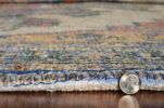2' X 4' Blue and Ivory Medallion Hand Woven Distressed Area Rug