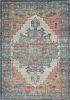 5' X 7' Orange Medallion Hand Woven Distressed Area Rug