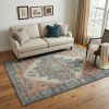 5' X 7' Orange Medallion Hand Woven Distressed Area Rug