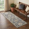 2' X 7' Slate Grey Floral Vine Wool Indoor Runner Rug