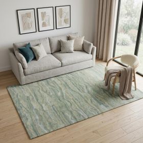 5' X 7' Seafoam Blue Hand Tufted Abstract Indoor Area Rug