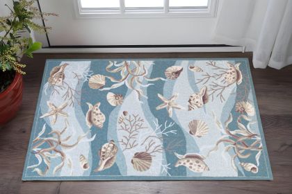 2' X 3' Beige and Ivory Seashell and Coral Hand Tufted Area Rug