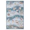 5' X 8' Seafoam Green Hand Hooked Sea Shells Indoor Area Rug