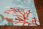 2' X 4' Blue Hand Hooked Bordered Coral Reef Indoor Accent Rug