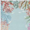 5' X 8' Blue Fish and Coral Hand Hooked Area Rug