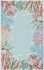 5' X 8' Blue Fish and Coral Hand Hooked Area Rug