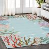 5' X 8' Blue Fish and Coral Hand Hooked Area Rug