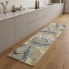 10' Ivory Pink and Green Wool Tropical Botanical Hand Tufted Runner Rug