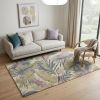 5' X 8' Pastel Ivory Hand Tufted Tropical Plants Indoor Area Rug