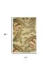4' X 6' Ivory Hand Tufted Tropical Leaves Indoor Area Rug