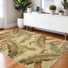 4' X 6' Ivory Hand Tufted Tropical Leaves Indoor Area Rug