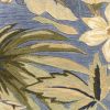 2' X 10' Blue Tropical Leaves Wool Indoor Runner Rug