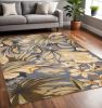 5' X 8' Blue Hand Tufted Tropical Plants Indoor Area Rug