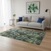 5' X 8' Grey Teal Machine Woven Tropical Indoor Area Rug