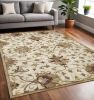 5' X 8' Champagne Beige Hand Tufted Traditional Floral Indoor Area Rug