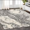 5' X 8' Ivory Grey Machine Woven Marble Indoor Area Rug