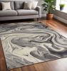 5' X 8' Grey Black Machine Woven Marble Indoor Area Rug