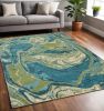 5' X 7' Teal Abstract Splash Indoor Area Rug