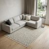 105 X 156 Ivory  Grey Polyester Rug