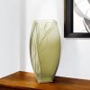 12 Mouth Blown European Made Green Glass Hand Decorated Vase