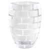 12" Mouth Blown Frosted Crystal European Made Wall Design Vase