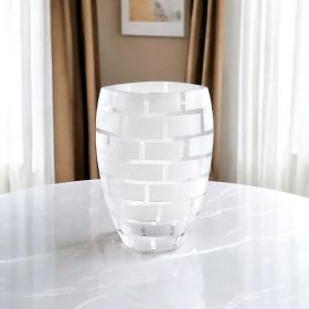 12" Mouth Blown Frosted Crystal European Made Wall Design Vase