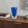 6 Mouth Blown Blue Art Glass Vase