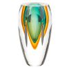 6" Clear Amber and Green Abstract Murano Glass Table Vase