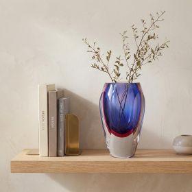 6 Mouth Blown Purple Art Glass Vase