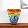 75 Mouth Blown Art Glass Oval Vase