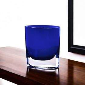 8 Mouth Blown Glass European Made Light Cobalt Vase
