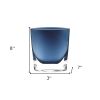 8 Mouth Blown Glass European Made Midnight Blue Pocket Shaped Vase