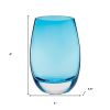 8 Mouth Blown Crystal Lead Free Oval Thick Aqua Blue Walled Vase