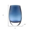 8 Mouth Blown Crystal Oval Thick Midnight Blue Walled Vase
