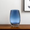 8 Mouth Blown Crystal Oval Thick Midnight Blue Walled Vase