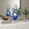 12" Blue and Green Murano Glass Modern Abstract Tabletop Sculpture