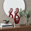 13" Clear Burgundy and Black Murano Glass Modern Abstract Tabletop Sculpture