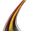 17" Red and Yellow Murano Glass Fish Figurine Tabletop Sculpture