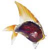 16" Black and Red Murano Glass Fish Figurine Tabletop Sculpture