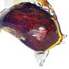 16" Black and Red Murano Glass Fish Figurine Tabletop Sculpture