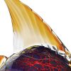 16" Black and Red Murano Glass Fish Figurine Tabletop Sculpture