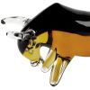 5" Clear Brown and Black Murano Glass Bull Figurine Tabletop Sculpture